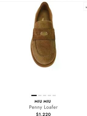 Miu Miu Suede Penny Loafer in Brown